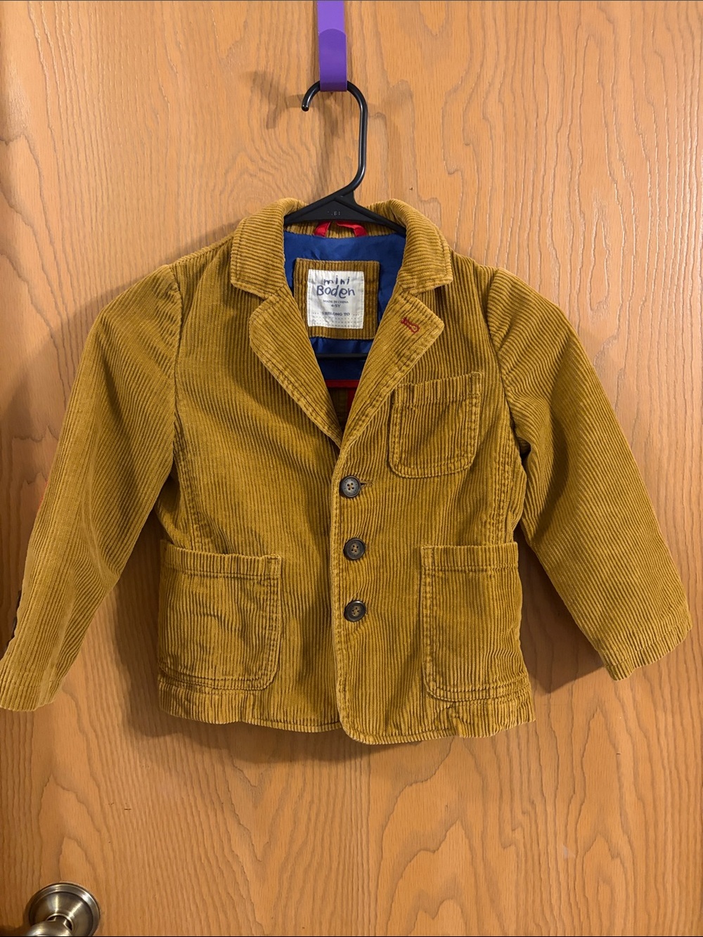 Mini Boden Kids Corduroy Blazer in Mustard Yellow Size 4-5Y
